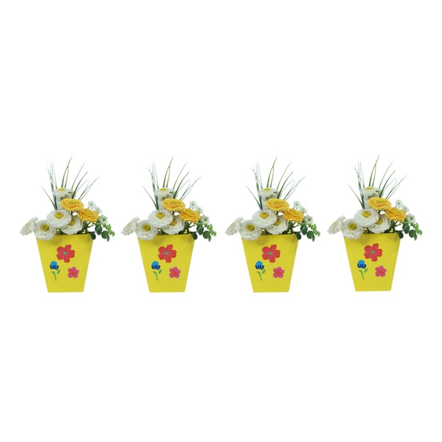 Garden Planters Wonderland | (Set Of 4) Flower Pot For Home And Garden Decoration (Yellow)