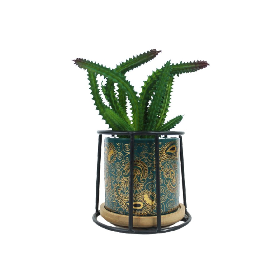 Artificial Turf Plants Wonderland | Small Marble Green Ceramic Pot With Succulent Flower