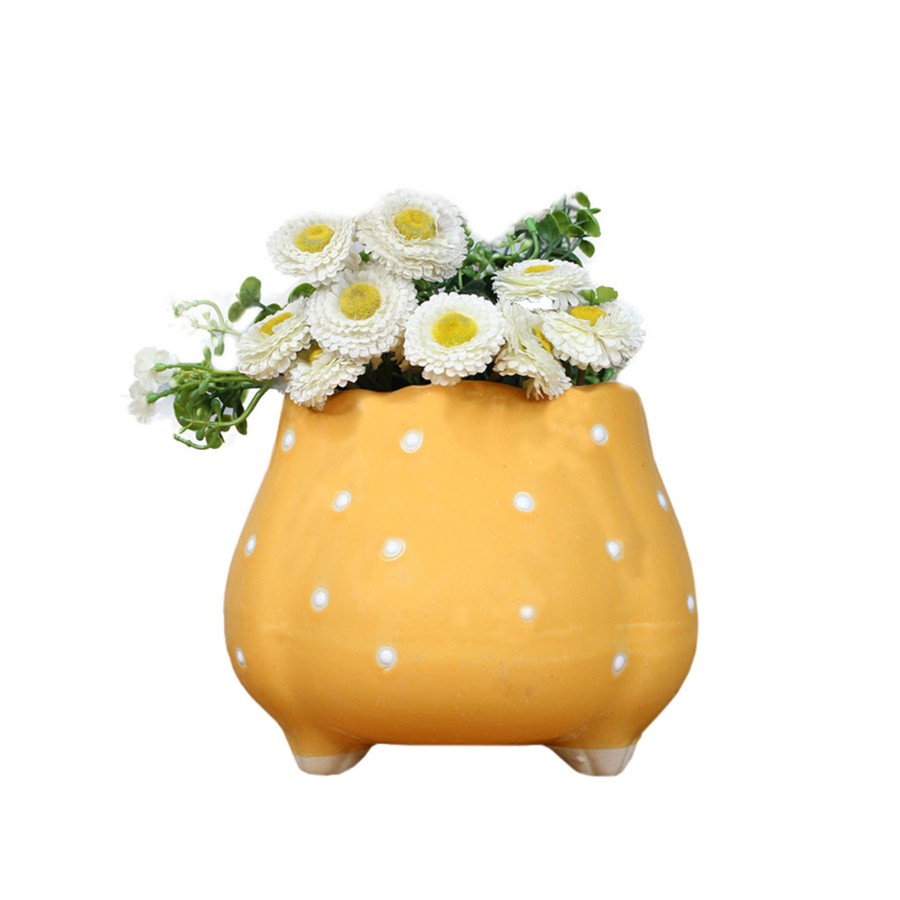 Garden Planters Wonderland | Ceramic Big Flower Shape Pot (Yellow)