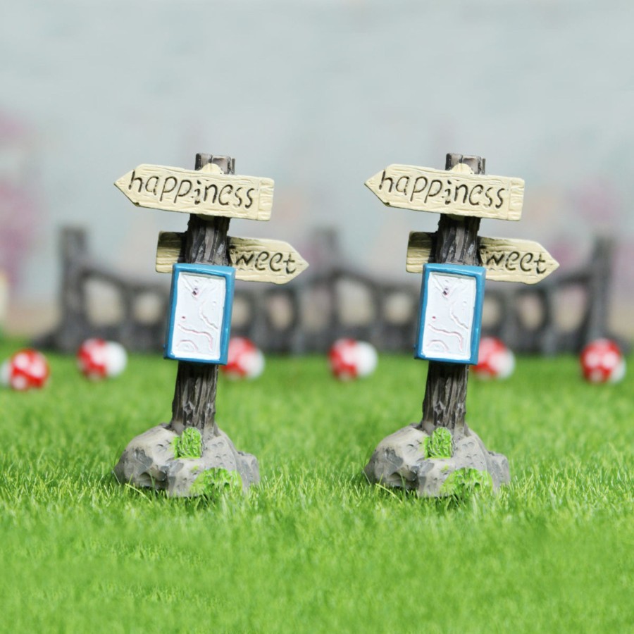 Miniature Fairy Garden Wonderland | Miniature Toys : (Set Of 2) Happiness Sign Board