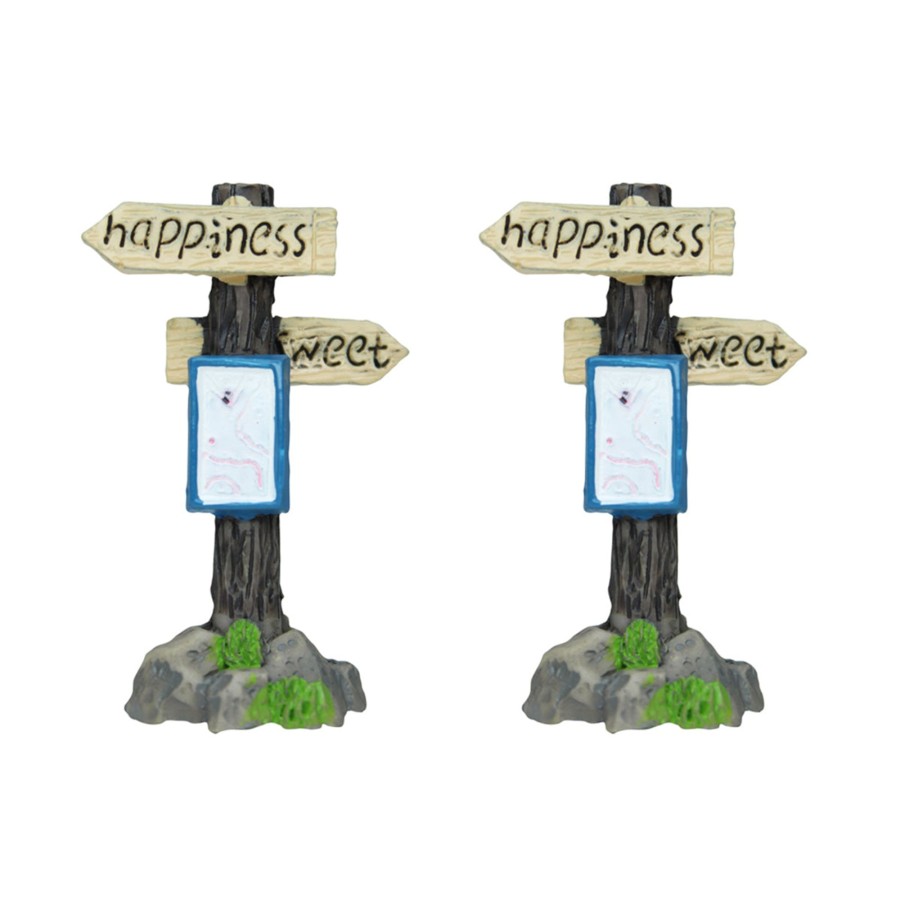 Miniature Fairy Garden Wonderland | Miniature Toys : (Set Of 2) Happiness Sign Board