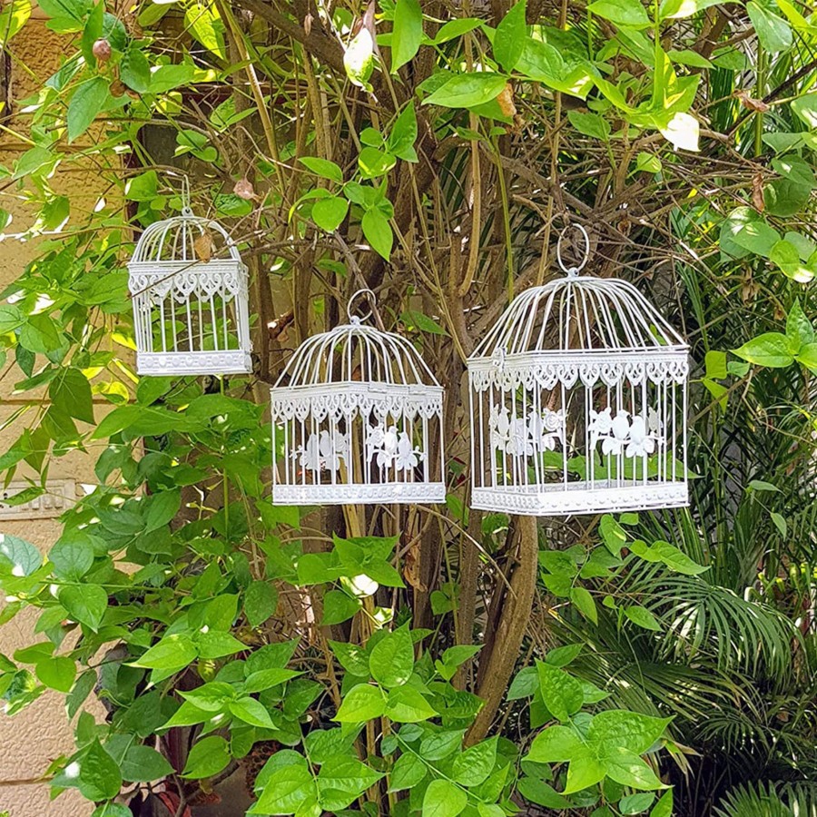 Garden Planters Wonderland | (Set Of 3) Metal Square Bird Cages For Home And Balcony Decoration