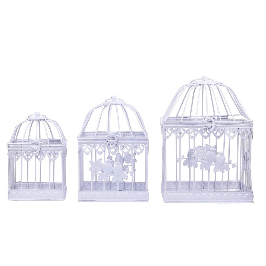 Garden Planters Wonderland | (Set Of 3) Metal Square Bird Cages For Home And Balcony Decoration