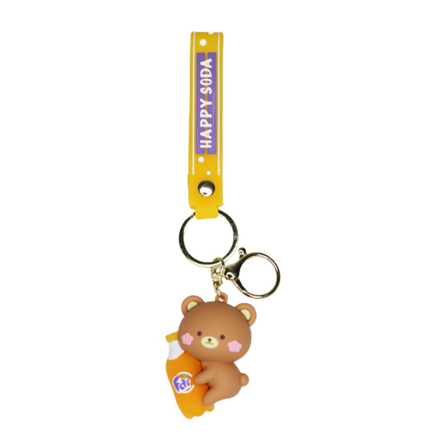 Gifts Wonderland Garden Arts and Craft | Brown Teddy With Bottle Cartoon Style Keychain With Band ( Orange)