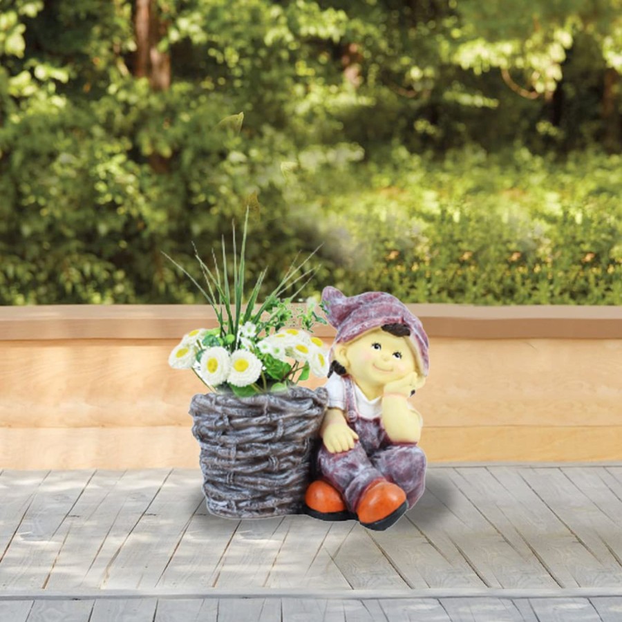 Garden Planters Wonderland | Boy With Pot For Garden And Balcony Decoration (Light Purple)