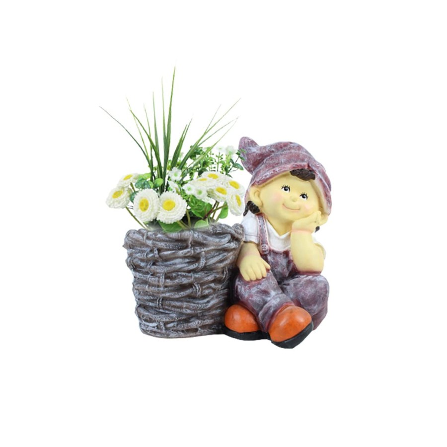 Garden Planters Wonderland | Boy With Pot For Garden And Balcony Decoration (Light Purple)