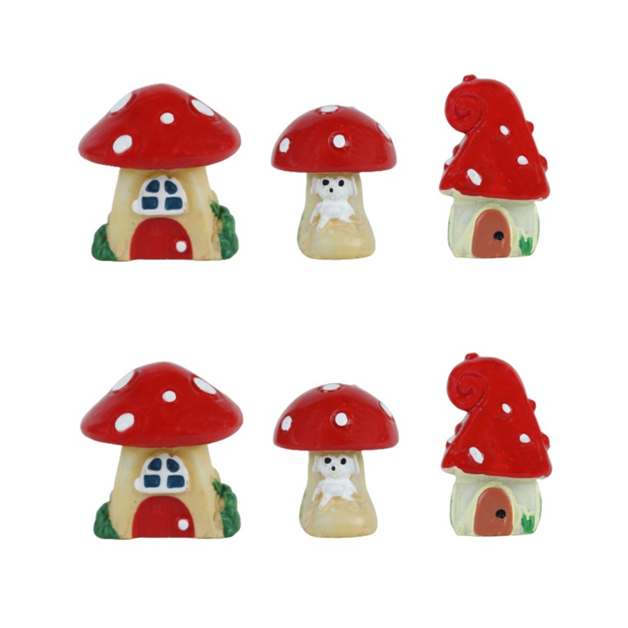 Miniature Fairy Garden Wonderland | Miniature Toys : (Set Of 6) Small Mushroom Houses For Fairy Garden Accessories