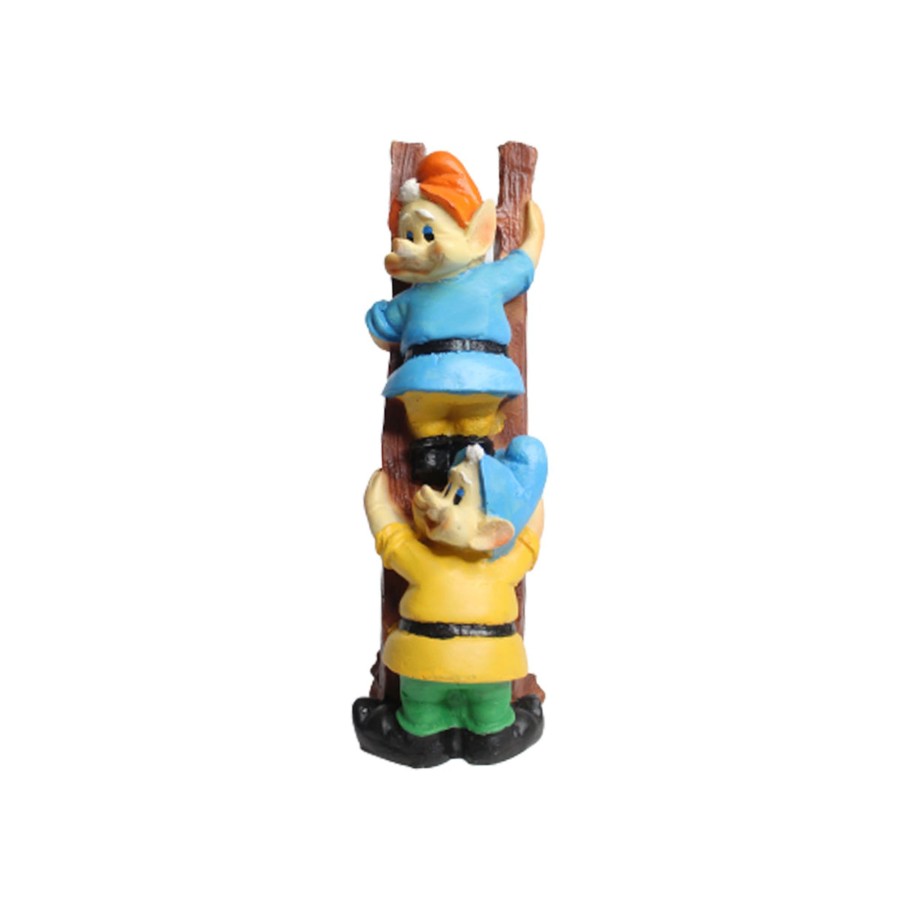 Garden Decor Wonderland Garden Statues | Gnome/Dwarf Climbing Stairs Statue (Red & Green)