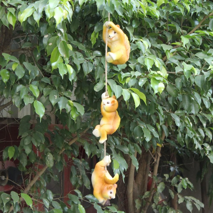 Garden Decor Wonderland Garden Statues | Hanging Outdoor Playful Squirrel On String