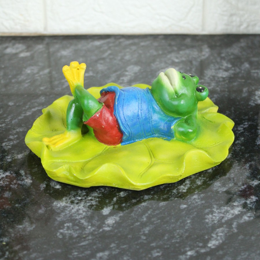 Garden Decor Wonderland Garden Statues | Relaxing Frog On Leaf 1