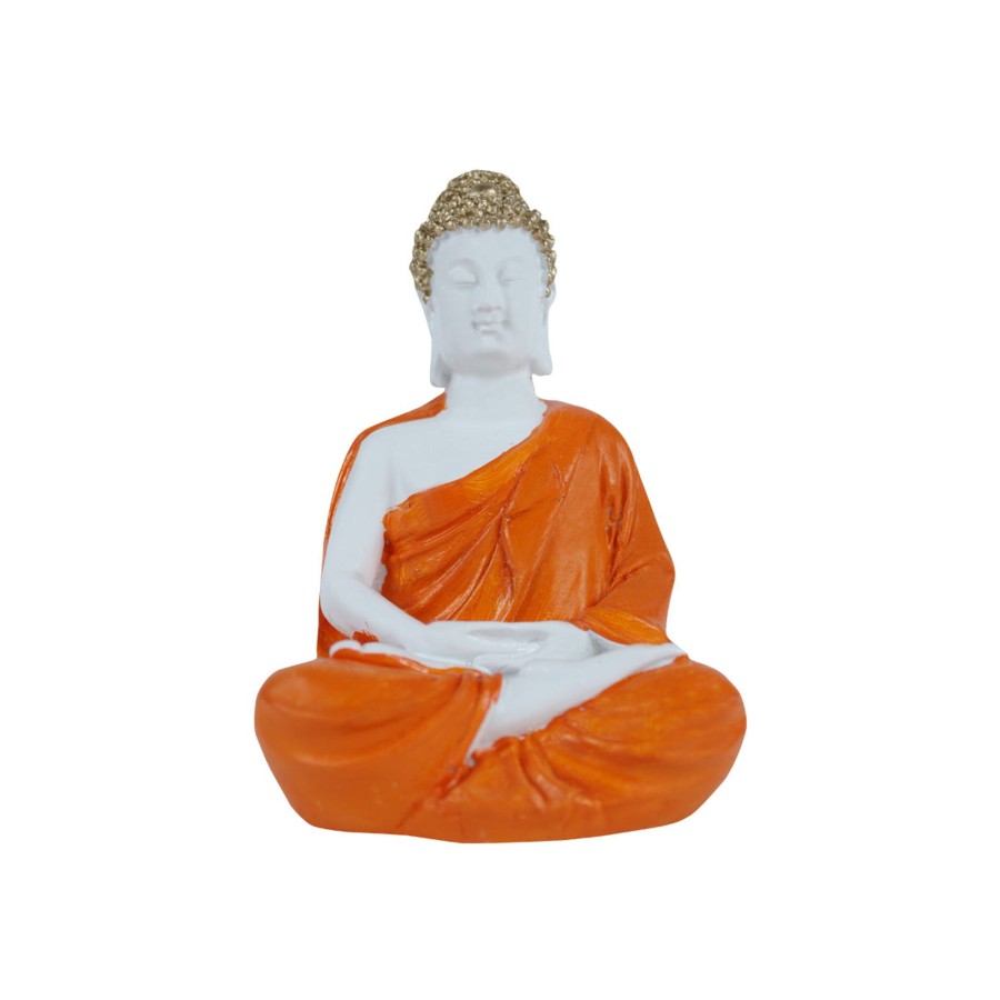 Garden Decor Wonderland Buddha And Monk Statue | (5 Inch) Small Buddha Statue (Orange)