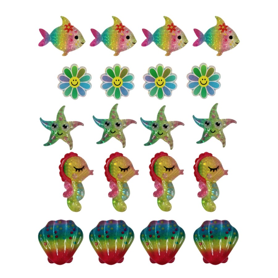 Gifts Wonderland | Wonderland Aquatic Creature Combo (Set Of 20) (Fish And Shell)| Easy-To-Apply Diy 3D Stickers