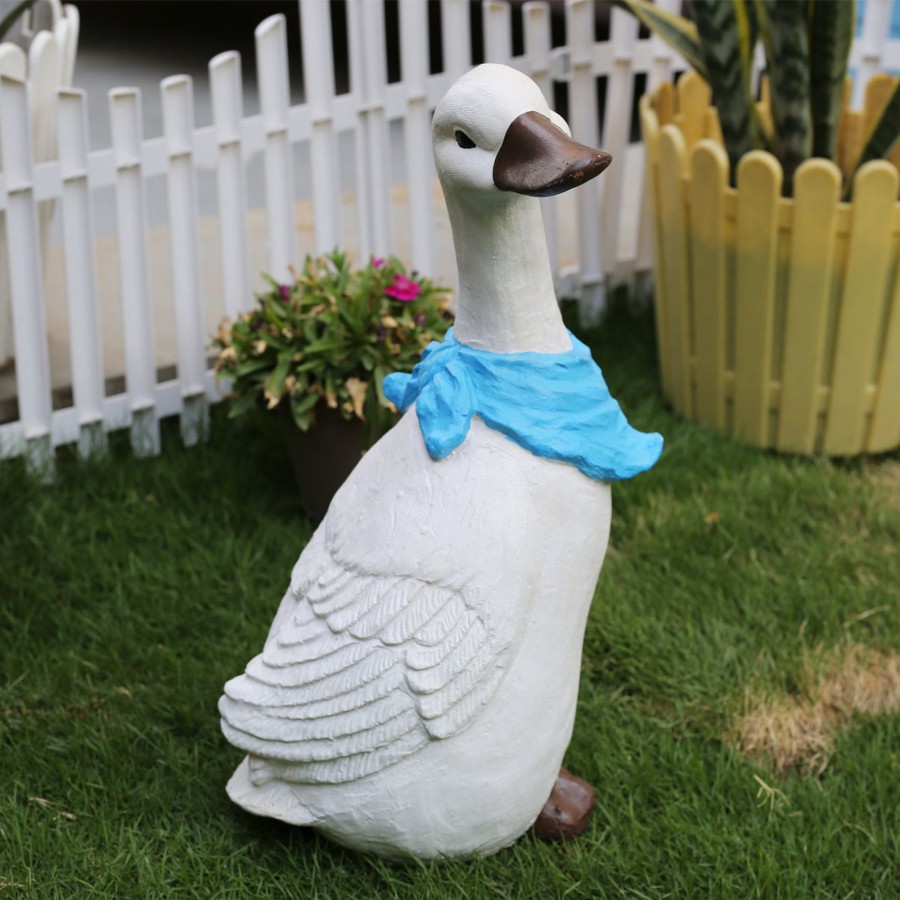 Garden Decor Wonderland Garden Statues | Ducks/Goose Home And Garden Decoration (Blue Scarf)