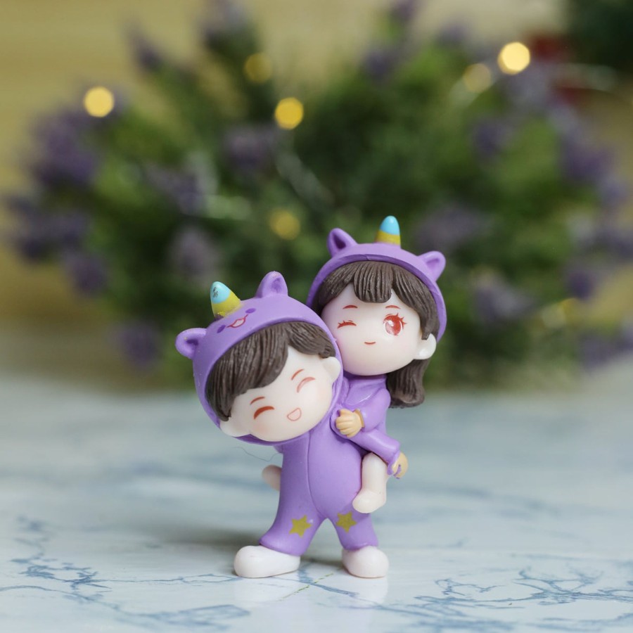 Miniature Fairy Garden Wonderland | Wonderland Purple Dress Couple (Standing)