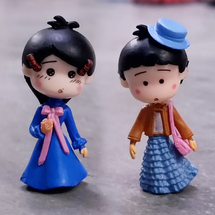 Miniature Fairy Garden Wonderland | Wonderland Set Of 2 Doll Style Miniature Figurine In Blue | Miniature Couple Set