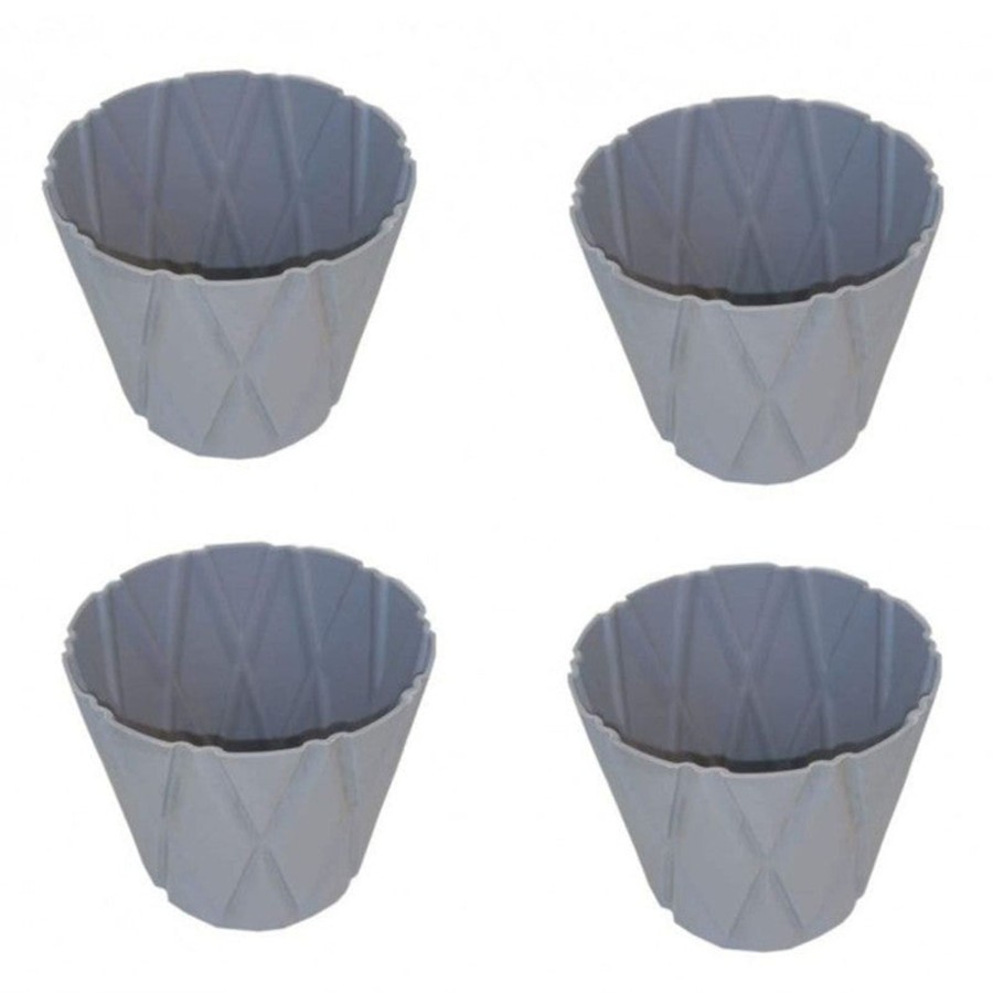 Garden Planters Wonderland | (Set Of 4) 4 X 4" Solitaire Pot For Home Garden, Grey