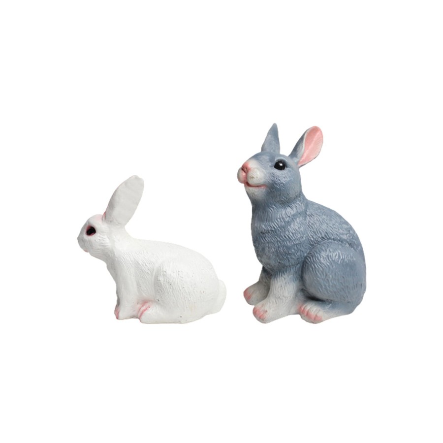 Garden Decor Wonderland Garden Statues | (Set Of 2) Rabbit For Garden Decoration (Grey & White)