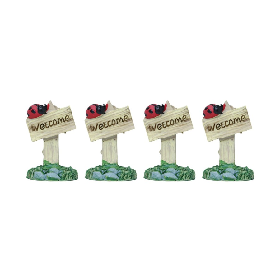 Miniature Fairy Garden Wonderland | Miniature Toys : (Set Of 4) Ladybug On Sign Board