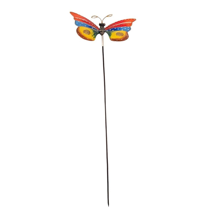 Garden Decor Wonderland Garden Stickes | Butterfly Metal Stick For Garden Decoration (Red)