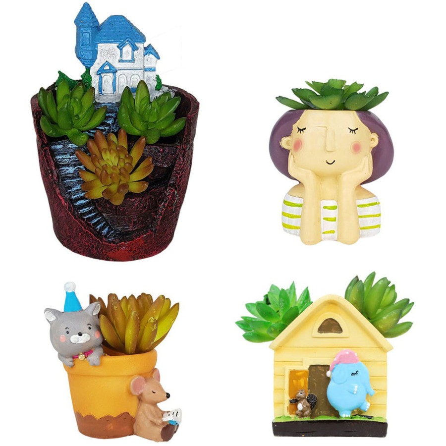 Garden Planters Wonderland | Pack Of 4 Succulent Combo