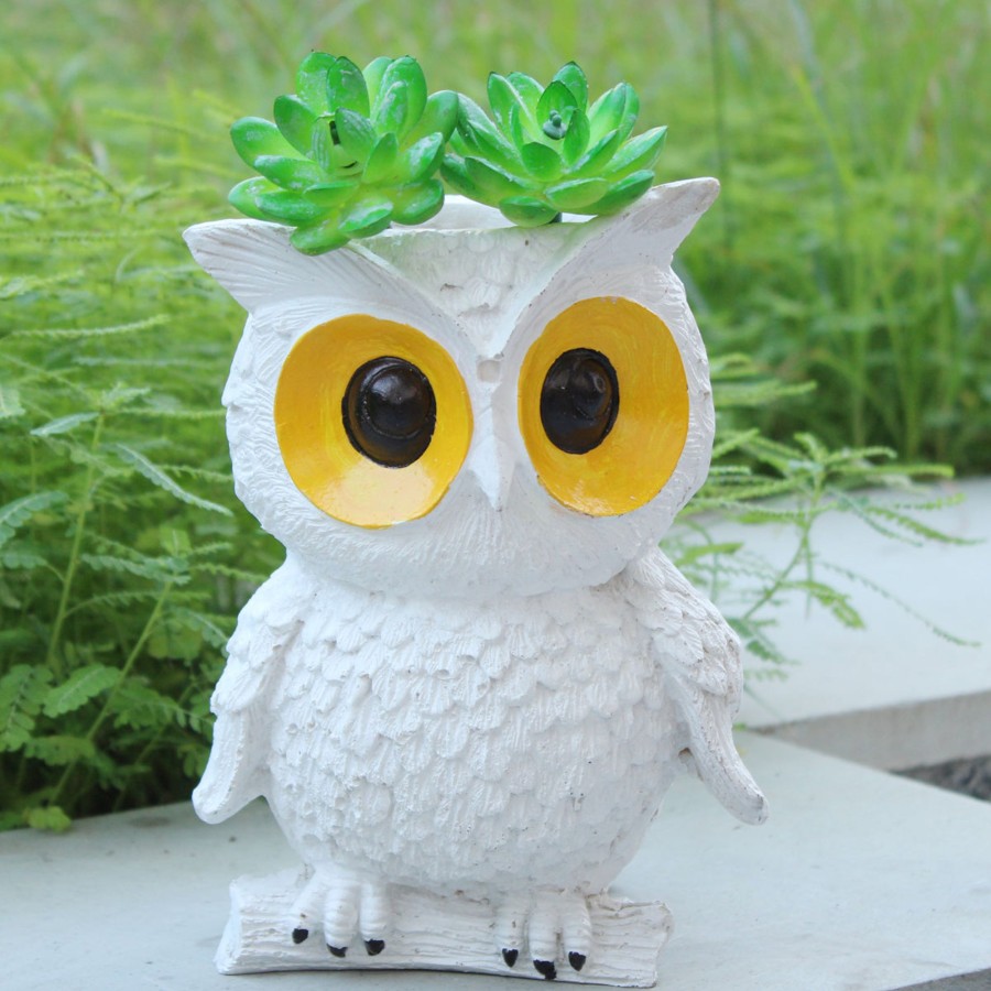 Garden Planters Wonderland | Owl Pot Planter For Home, Balcony And Garden Decoration (White)