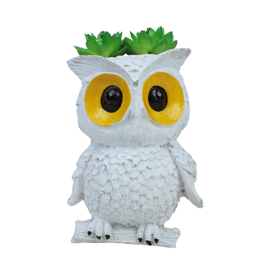 Garden Planters Wonderland | Owl Pot Planter For Home, Balcony And Garden Decoration (White)