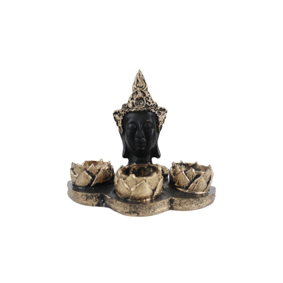 Home Decor Wonderland Table Top Decor | Wonderland Buddha Idol Statue Showpiece With (Golden )Candle Holder For Living Room Home Decor And