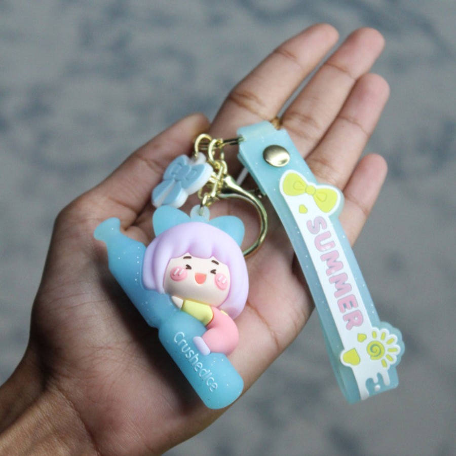 Gifts Wonderland | Wonderland Summer Keychain In Blue 2-In-1 Cartoon Style Keychain And Bag Charms Fun And Functional Accessories For Bags And Keys