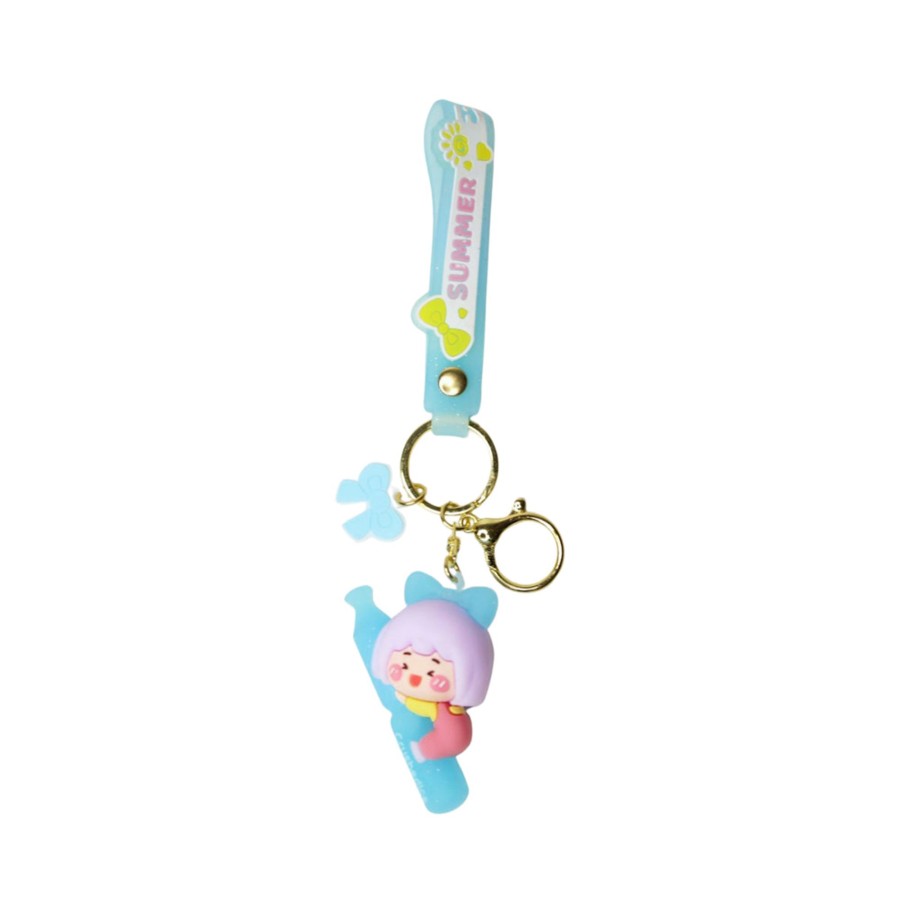 Gifts Wonderland | Wonderland Summer Keychain In Blue 2-In-1 Cartoon Style Keychain And Bag Charms Fun And Functional Accessories For Bags And Keys