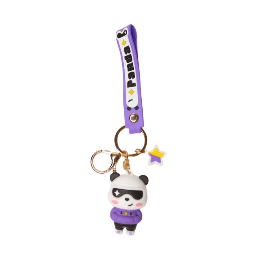 Gifts Wonderland | Wonderland Panda Specs Keychain In Purple 2-In-1 Cartoon Style Keychain And Bag Charms Fun And Functional Accessories For Bags And Keys