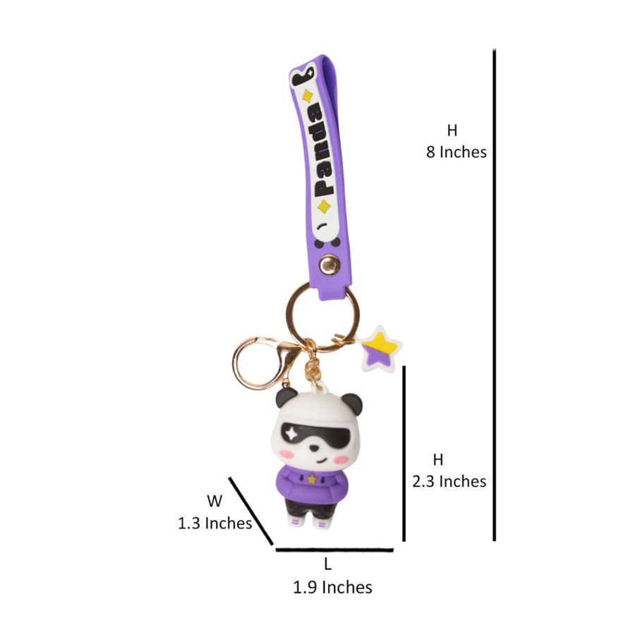 Gifts Wonderland | Wonderland Panda Specs Keychain In Purple 2-In-1 Cartoon Style Keychain And Bag Charms Fun And Functional Accessories For Bags And Keys