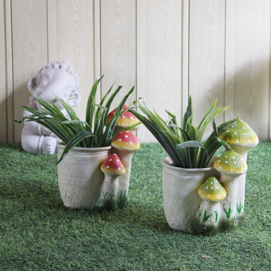 Garden Planters Wonderland | (Set Of 2) 3 Mushroom Planter For Home Decoration.