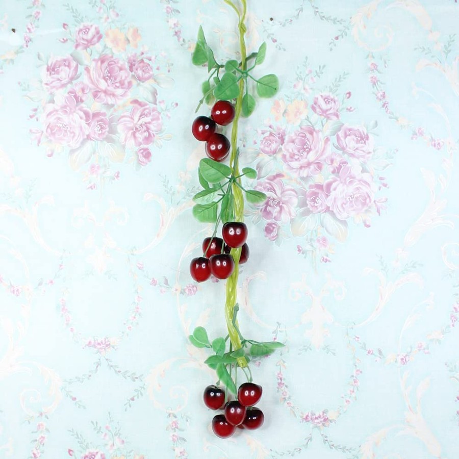 Artificial Turf Plants Wonderland Garden Arts and Craft | (Set Of 2) Artificial Fruit String Of Cherry