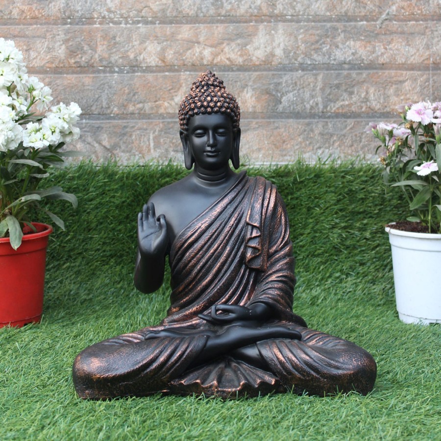 Garden Decor Wonderland Buddha And Monk Statue | Wonderland Resin 14'' Black Buddha (Aashirwad)