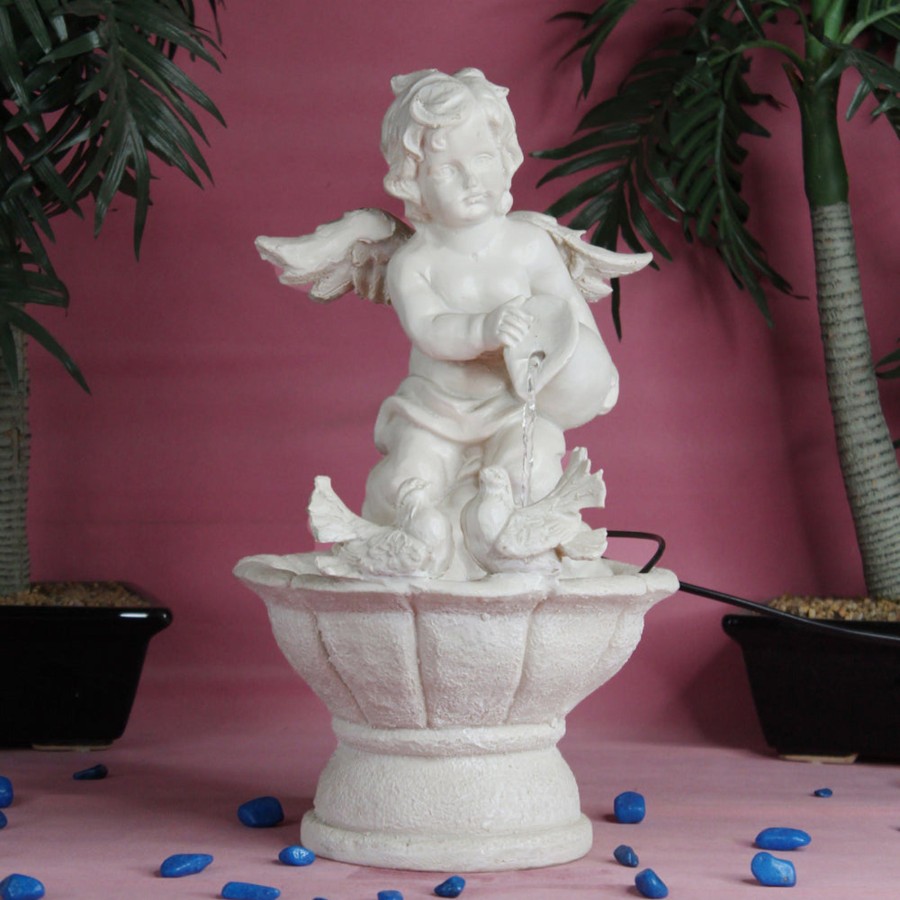 Home Decor Wonderland Fountains | Angels Water Fountain With Two Birds For Home And Garden Decoration