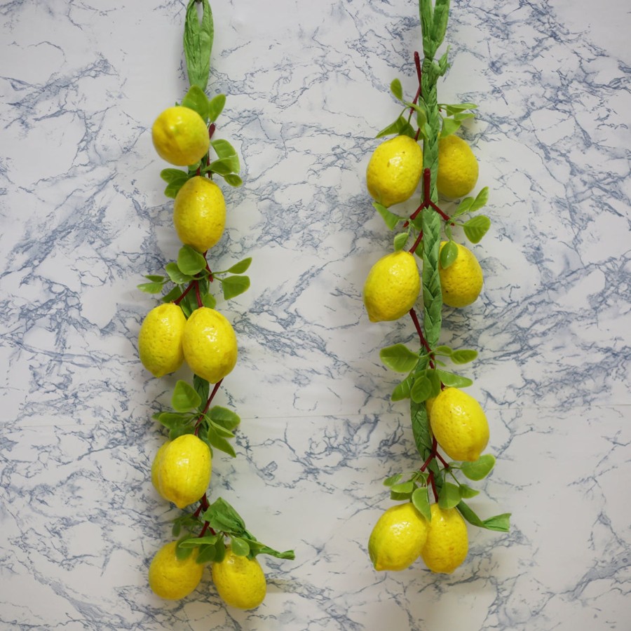 Artificial Turf Plants Wonderland | Wonderland Artificial Real Looking Lemon String (Set Of 2) | Natural Real-Looking Artificial Fruits And Vegetables