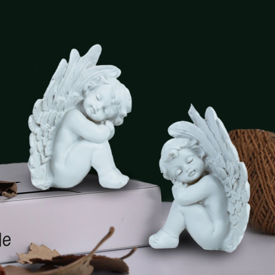 Home Decor Wonderland Table Top Decor | (Set Of 2) Angels Statue With Big Wings