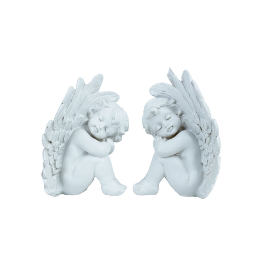 Home Decor Wonderland Table Top Decor | (Set Of 2) Angels Statue With Big Wings