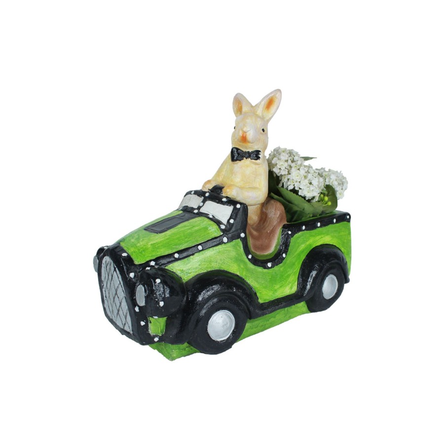 Garden Planters Wonderland | Bunny In Car Planter For Balcony And Garden Decoration