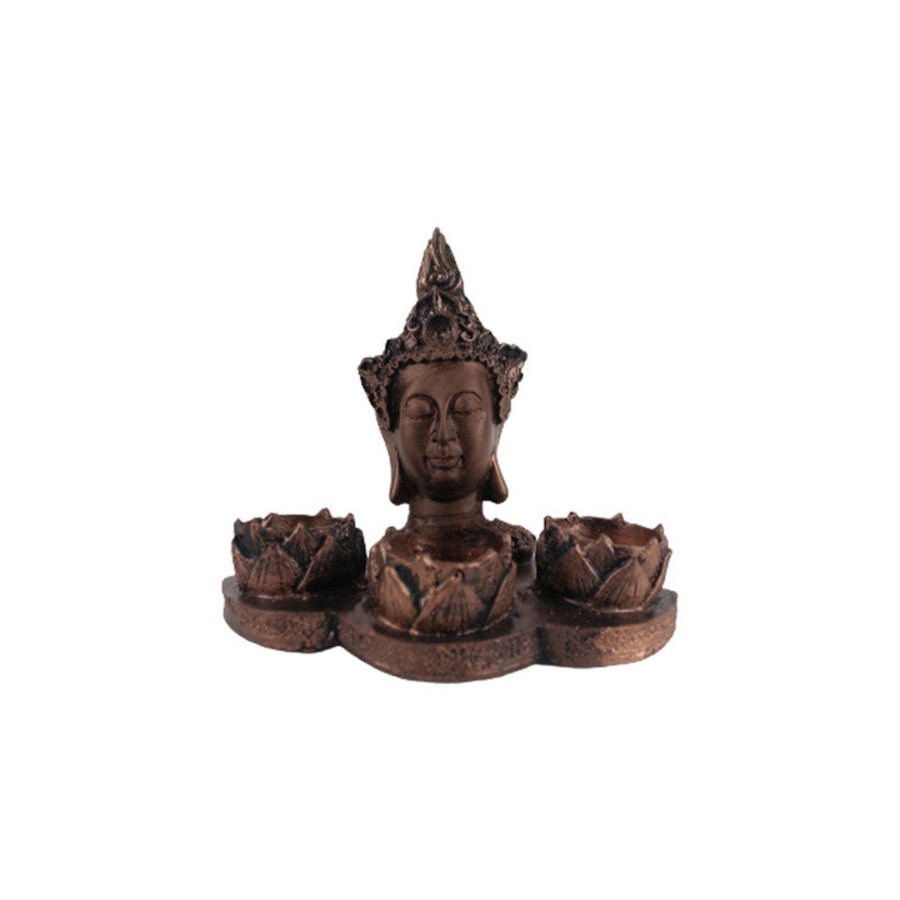 Home Decor Wonderland Table Top Decor | Wonderland Buddha Idol Statue Showpiece With (Brown )Candle Holder For Living Room Home Decor And