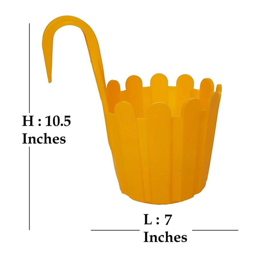 Garden Planters Wonderland | Wonderland (Set Of 5) French Hook Premium Plastic Railing Planter In Yellow