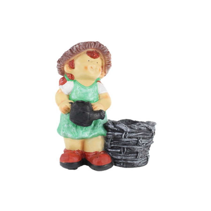 Garden Planters Wonderland | Wonderland Resin Girl Holding Water Can Planter (Green)