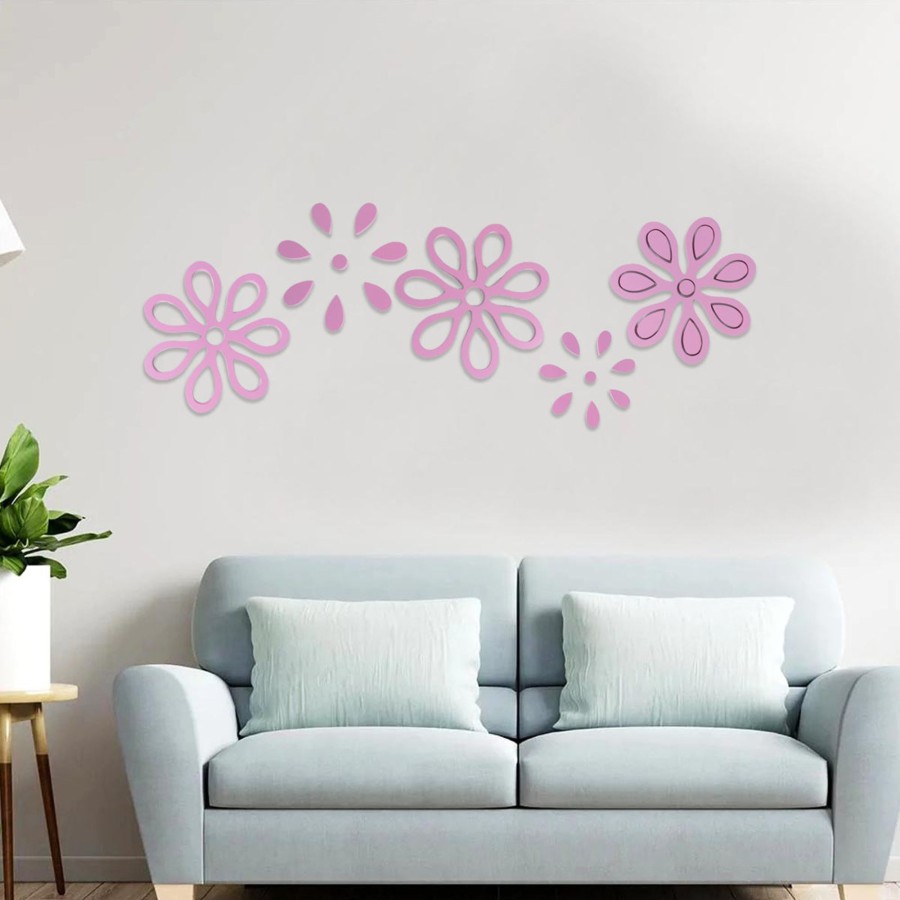 Gifts Wonderland | Flower Shaped 3D Flowers Wall Stickers For Diy Home Decoration - Pink