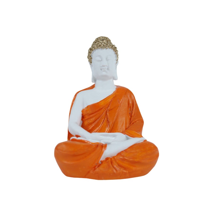 Miniature Fairy Garden Wonderland | (5 Inch) Small Buddha Statue (Orange)