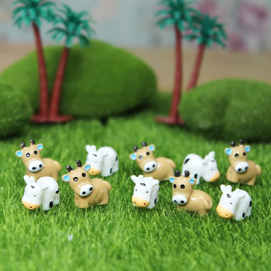 Miniature Fairy Garden Wonderland Garden Arts and Craft | (Set Of 10) Brown Cow Miniature Fairy Garden Toys, Miniature Garden Decorations