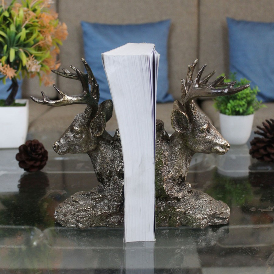 Home Decor Wonderland Animal And Bird Figurine | Set Of 2 Book Ends, Deer Or Stag Shaped For Books, Cds, Magazines, Gifting