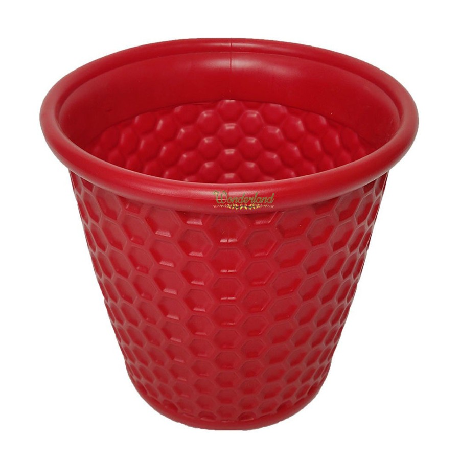 Garden Planters Wonderland | Single : Red Honeycomb 12 Inches Pp/ Pvc / High Quality Plastic Planter