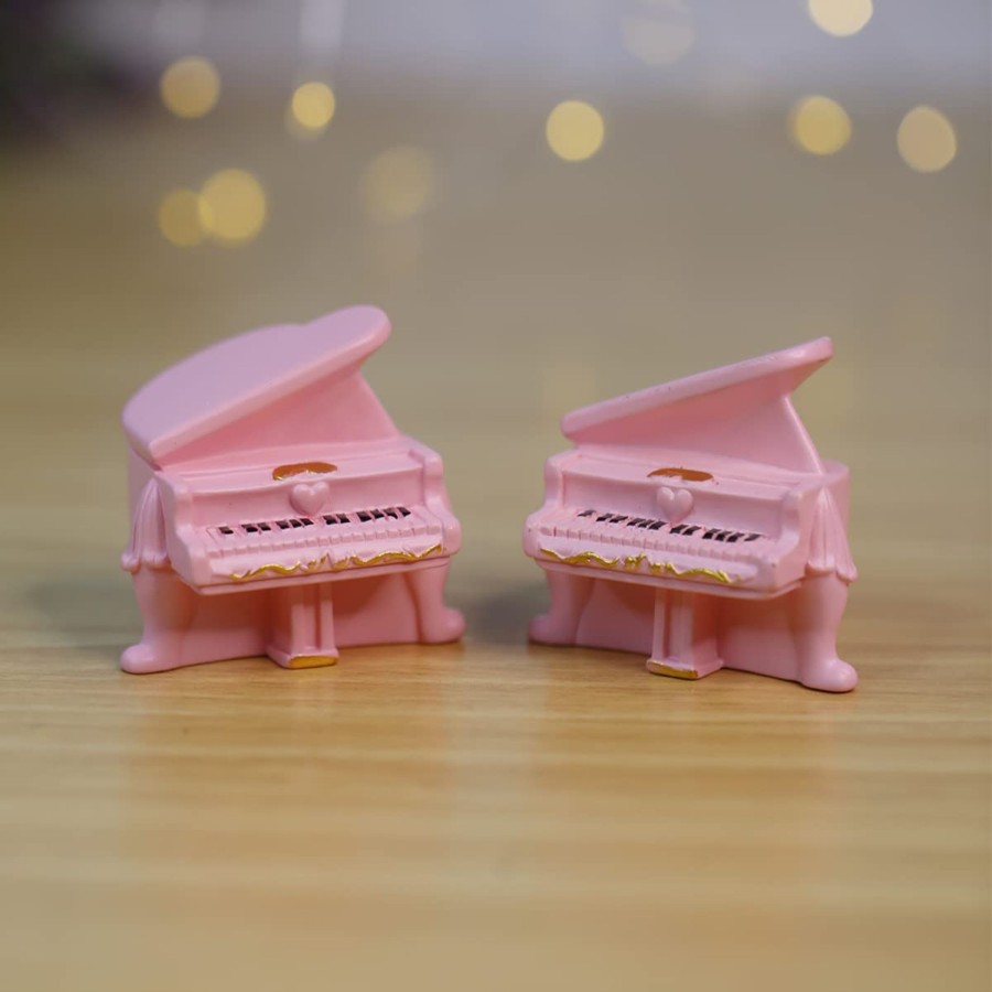 Miniature Fairy Garden Wonderland | Wonderland Miniature Pink Piano ( Set Of 6)|Garden Miniatures| Garden Tray Garden Figurine