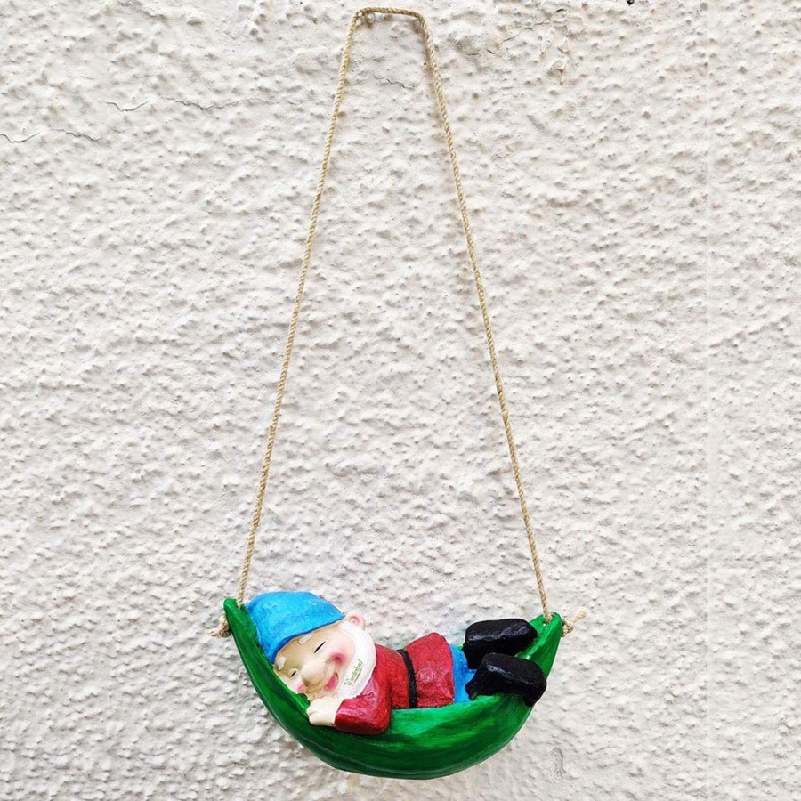 Garden Decor Wonderland Garden Statues | Gnome On Hammock For Balcony And Garden Decoration